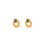 Salina round gold semi precious studs