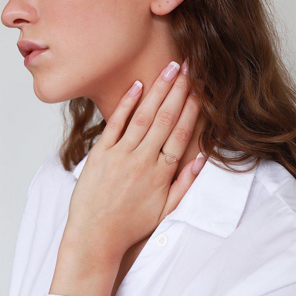 Heart hollow 2 micron gold ring | MEZI