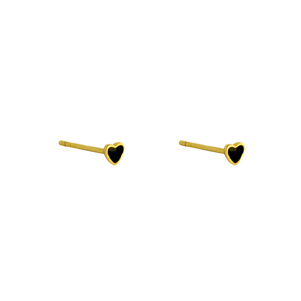 Heart small onyx studs | MEZI