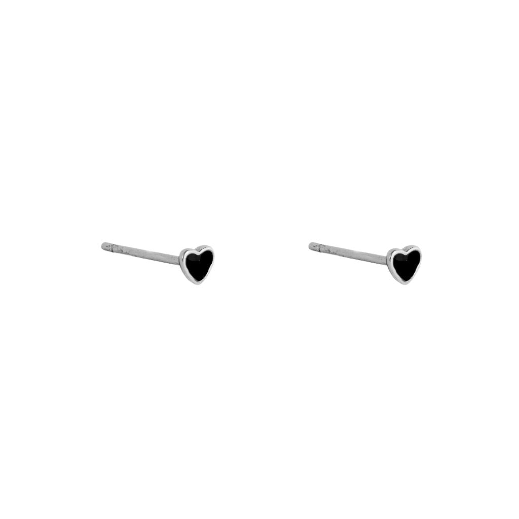 Heart small onyx studs | MEZI