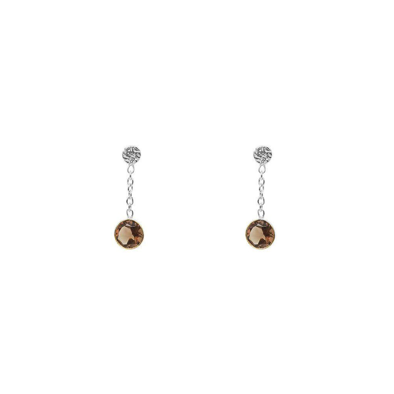 Imelda smoky quartz gold semi precious stone earrings