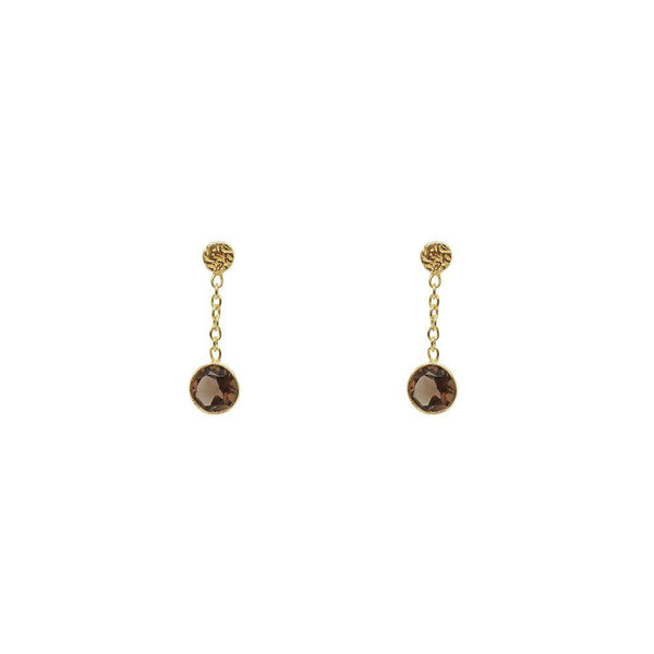 Imelda smoky quartz gold semi precious stone earrings