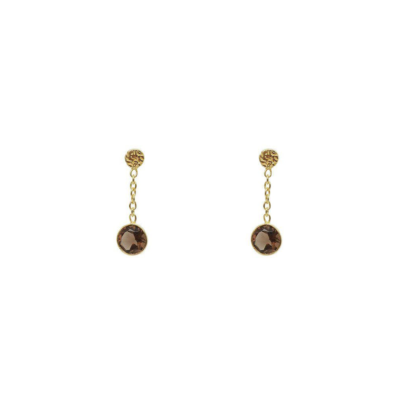 Imelda smoky quartz gold semi precious stone earrings
