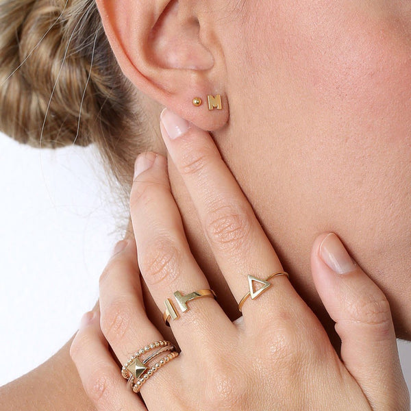 INITIAL GOLD PLAIN STUD-Initials-MEZI