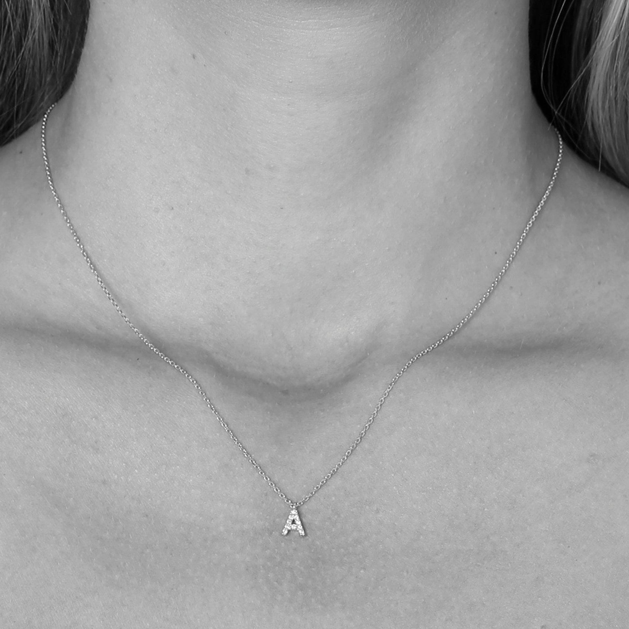 Initial crystal small pendant necklace | MEZI