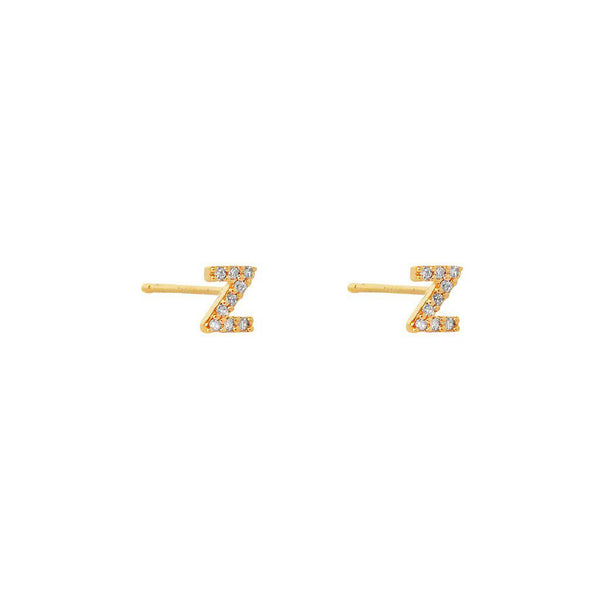Initial gold crystal studs