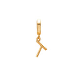 Initial small charm gold hinge pendant