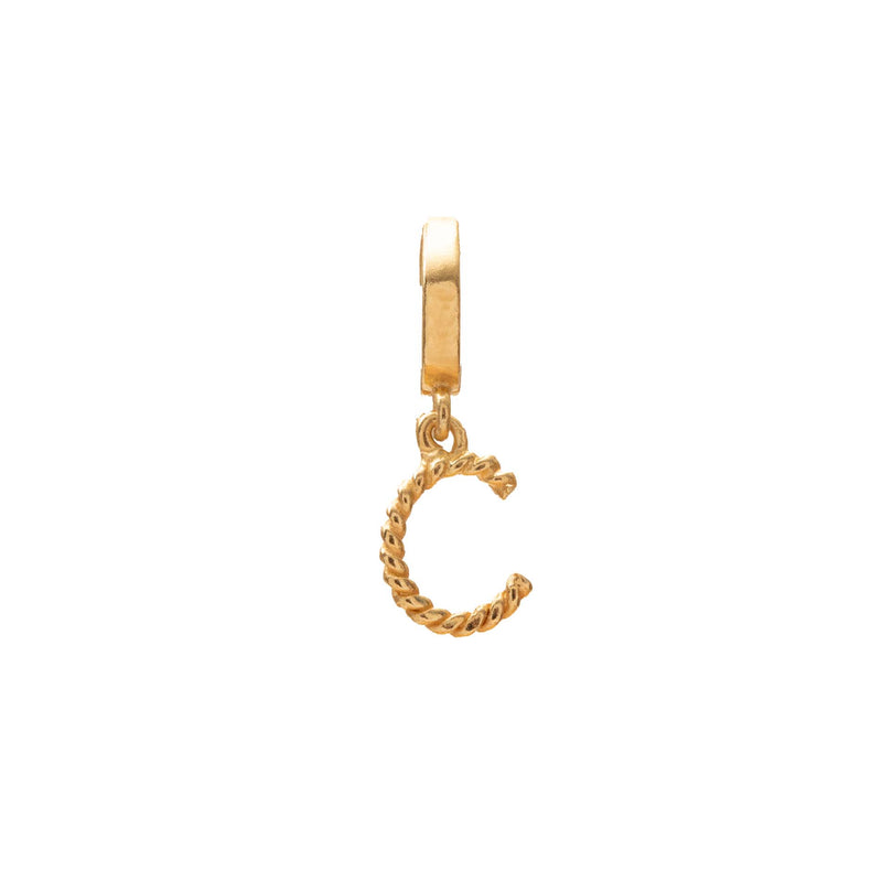 Initial small charm gold hinge pendant