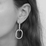 Jagvi double loop silver crystal drop earrings