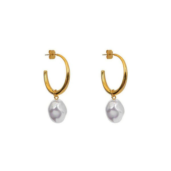 Laali shell based pearl hoop earrings