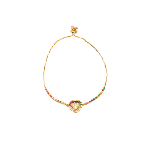 Lania love heart multi-coloured crystal bracelet