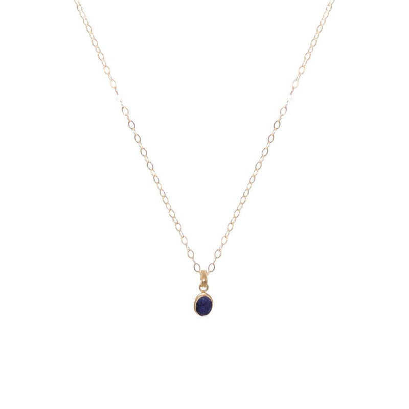 LAPIS LAZULI GOLD FILLED SMALL DROP PENDANT-Necklaces-MEZI