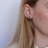 Leaf black crystal stud earrings
