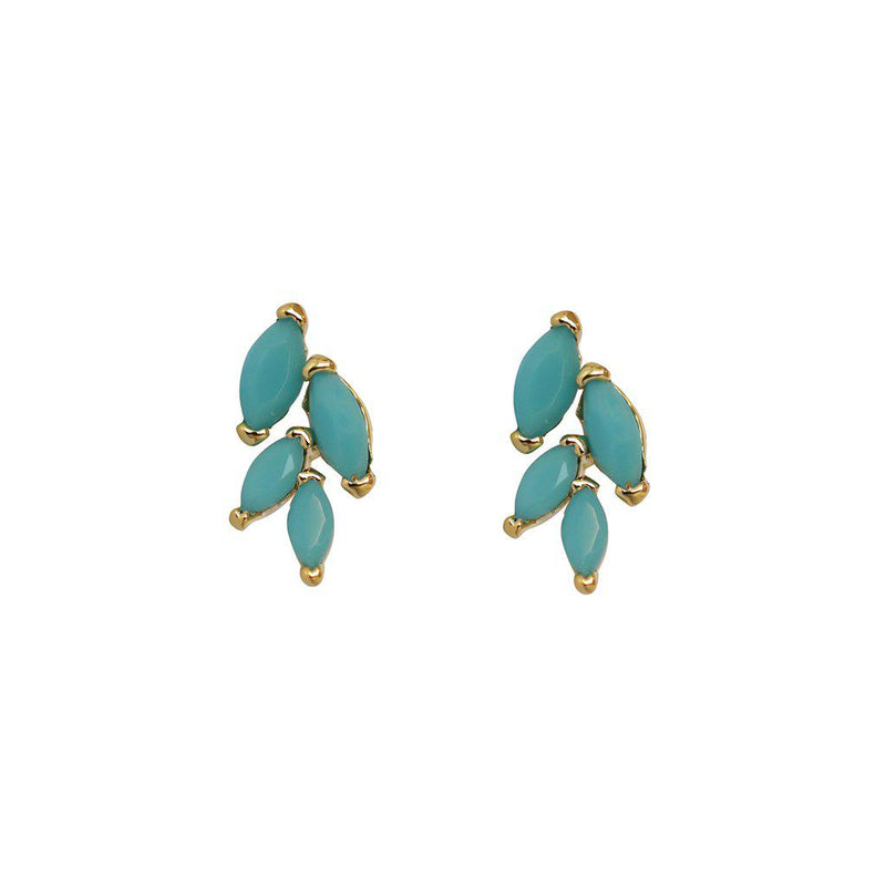 Leaf gold crystal stud earrings
