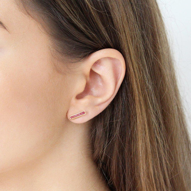 Lea semi-precious 2 micron gold studs earrings