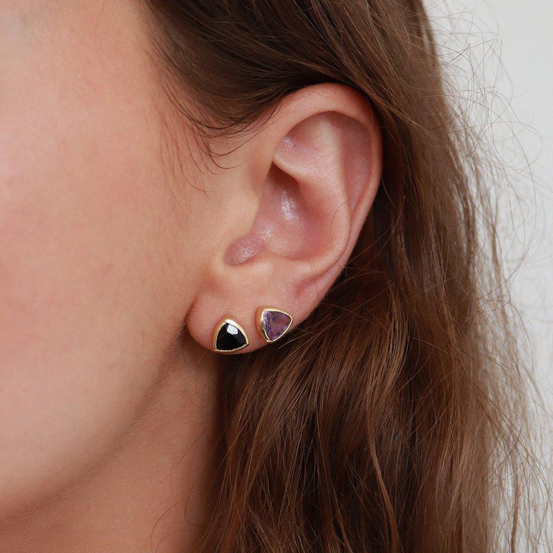 Leville semi-precious 2 micron gold studs