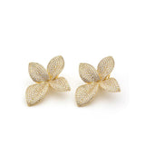 LIA FLOWER GOLD CRYSTAL EARRINGS-Earrings-MEZI