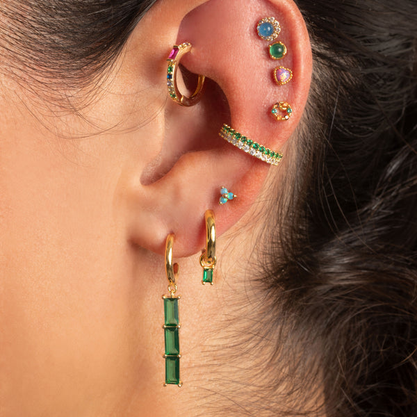 Luscita green baguette crystal earrings