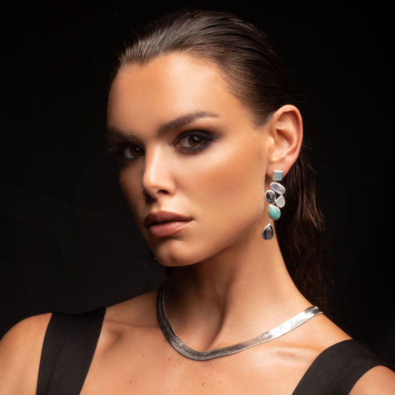 Suzana semi precious silver earrings