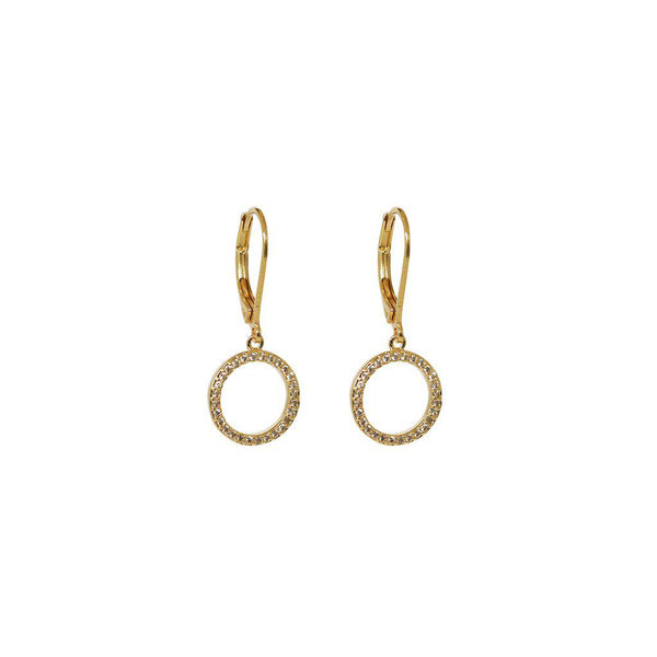 Maillie circle hollow crystal hook earrings