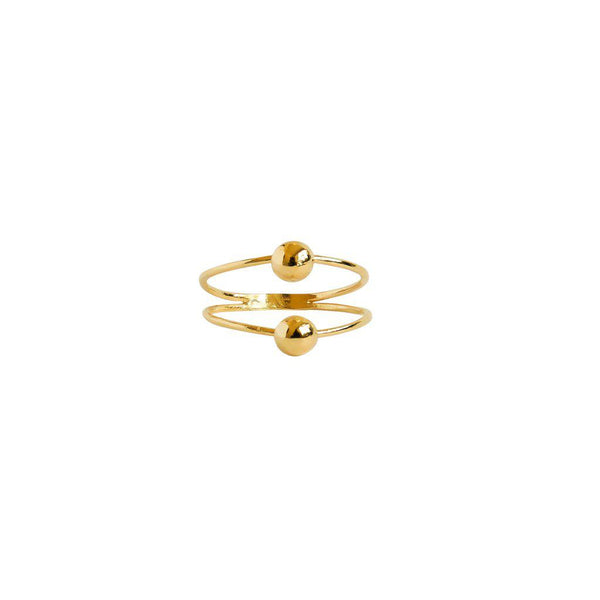 Mal double ball 2 micron gold ring