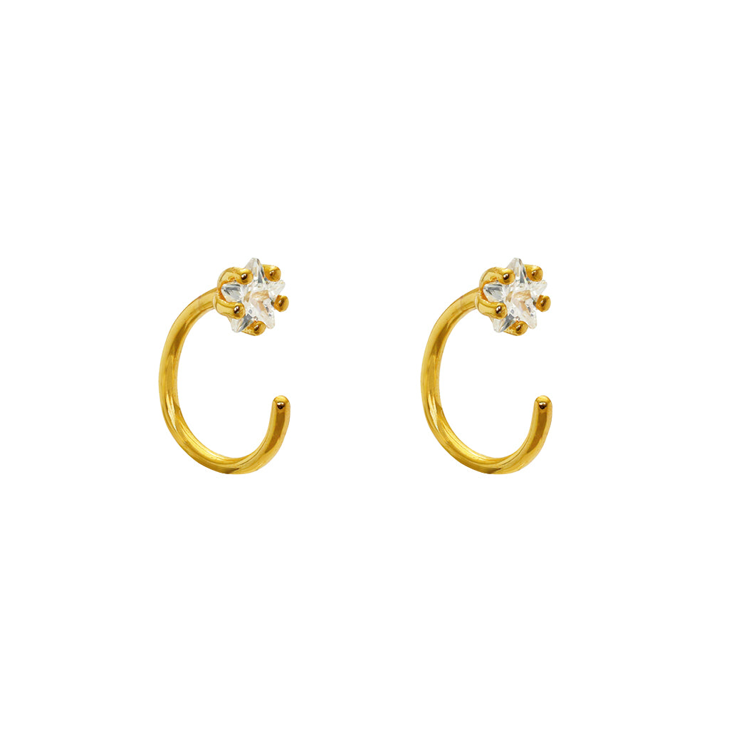 Marj 1 micron gold crystal moon shape earrings | MEZI