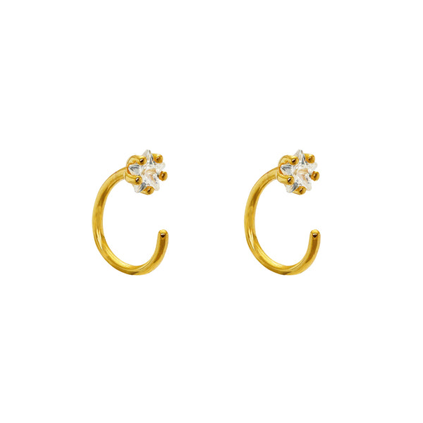 Marj 1 micron gold crystal moon shape earrings