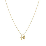 Mary and cross gold choker necklace