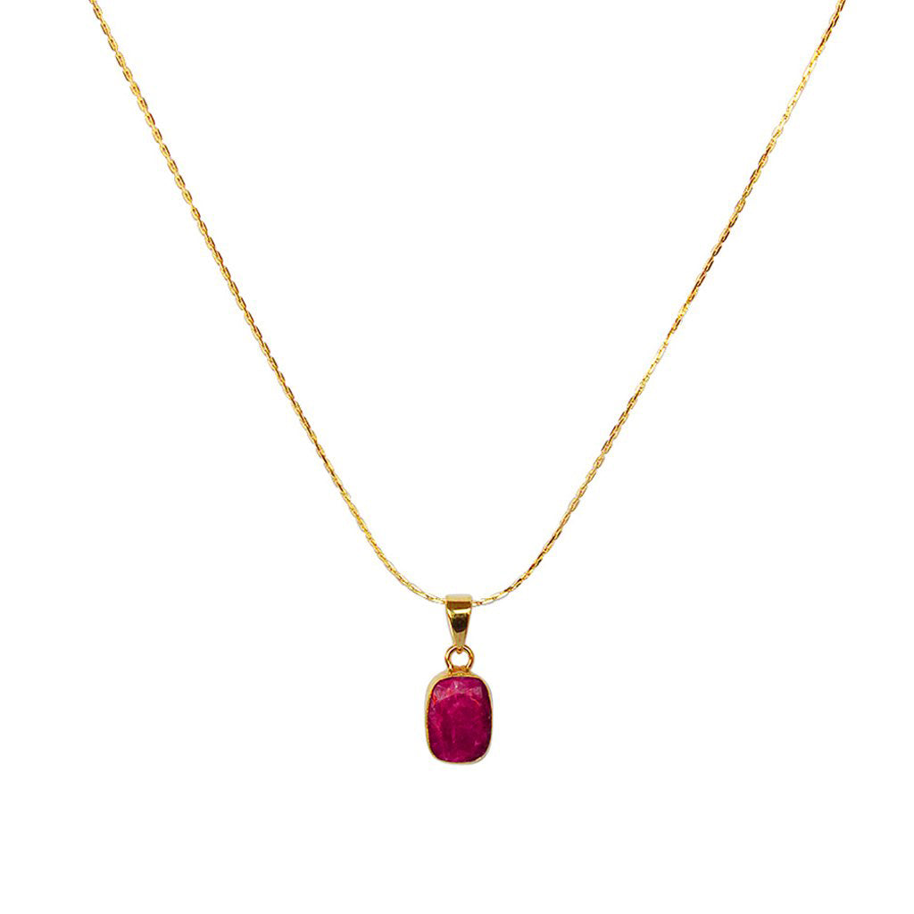 Mavis rectangle gold filled semi precious pendant | MEZI