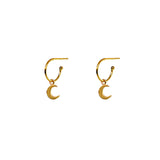 Moon 1 micron gold hoop drop earrings