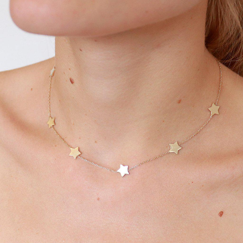 Multi star plain necklace