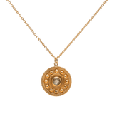 Tede labradorite round disc gold pendant