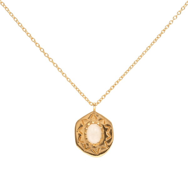 Rinah oval moonstone disc gold pendant