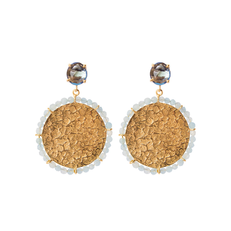Tori labradorite 2 micron gold earrings