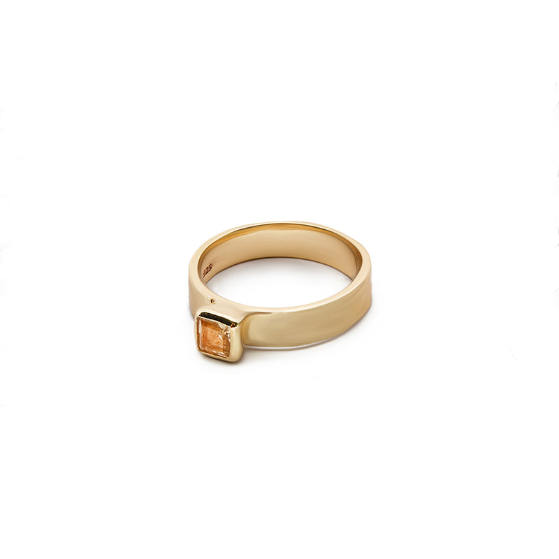 Niko rectangle semi-precious gold ring