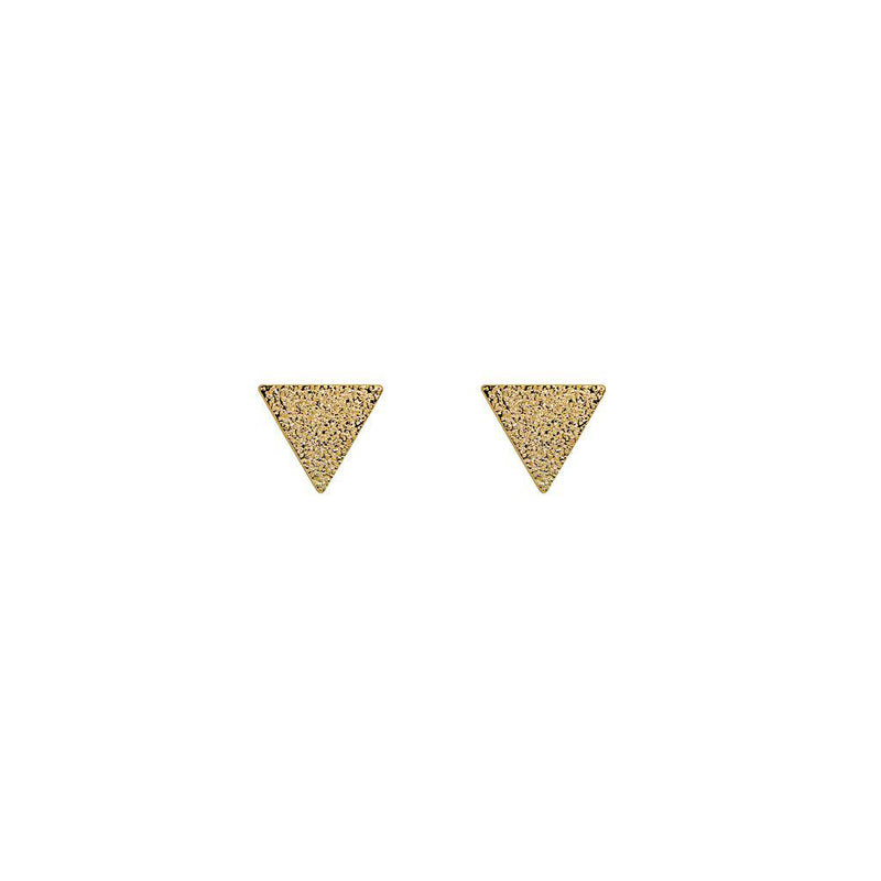 Nia triangle brushed gold studs