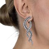 NICOLA GUNMETAL CRYSTAL TWIST DROP EARRINGS-Earrings-MEZI