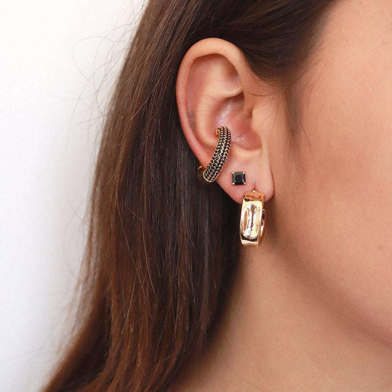 Black crystal conch cuff earring
