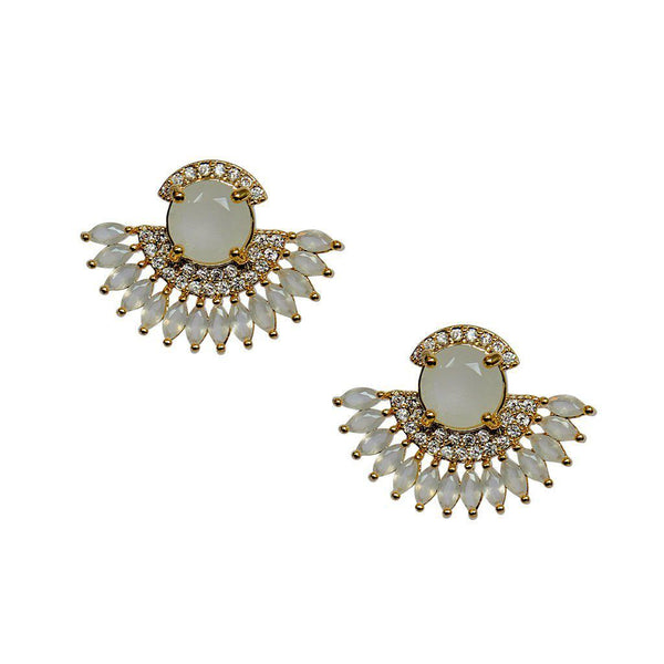 Peacock white crystal studs