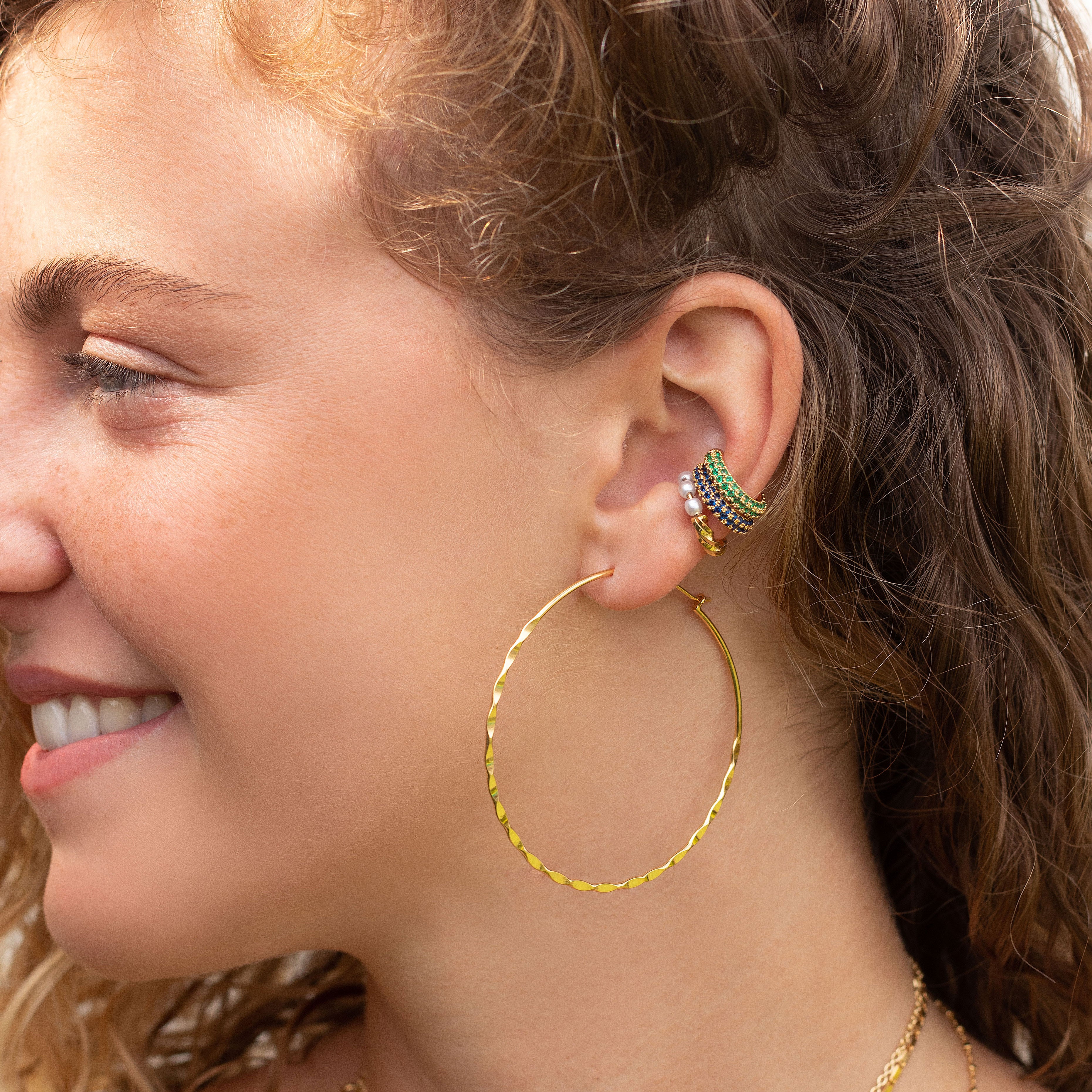 Pippa sterling silver 1 micron gold plated hoops | MEZI