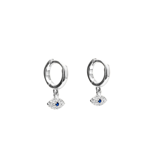 Evil eye huggies drop earrings