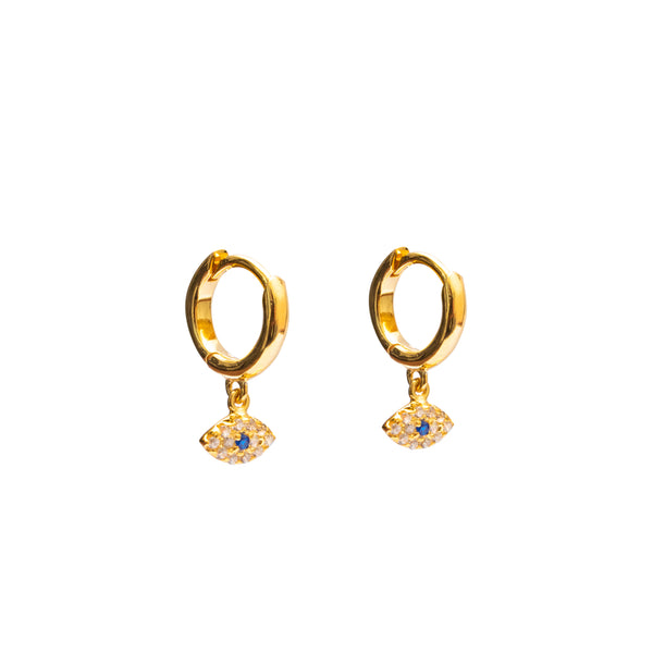 Evil eye huggies drop earrings