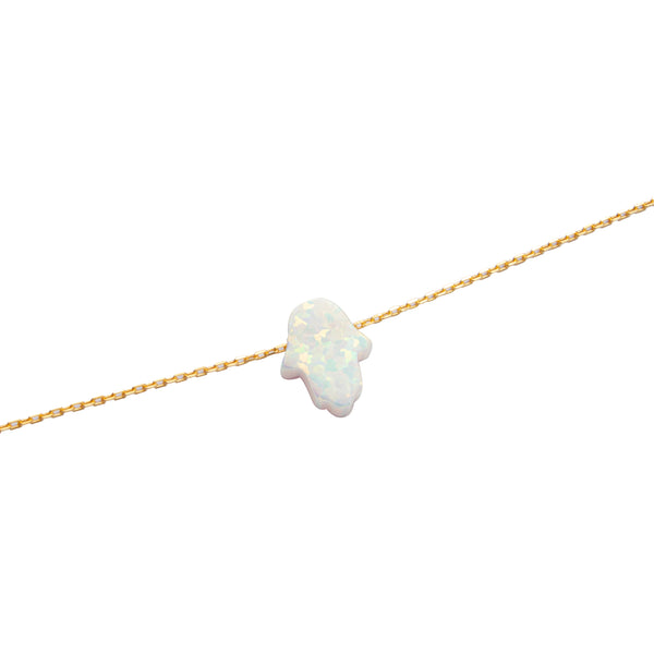 Hamsa white opalite necklace
