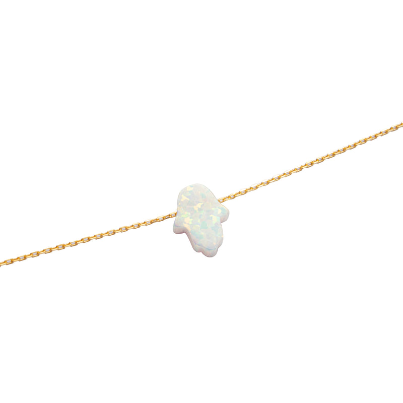 Hamsa white opalite necklace