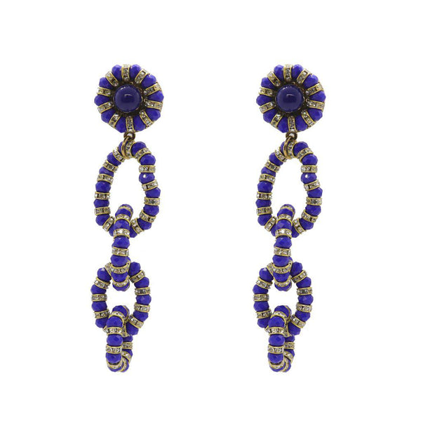 Punau blue and antique gold maxi earrings
