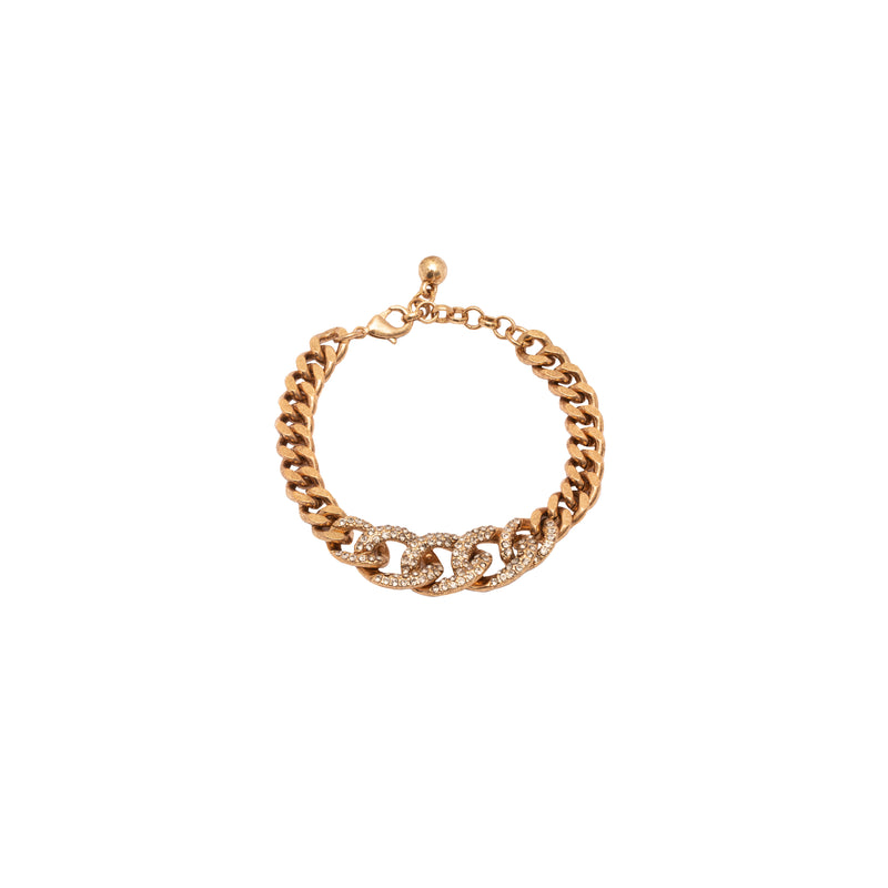 Mahir bronze crystal link chain bracelet