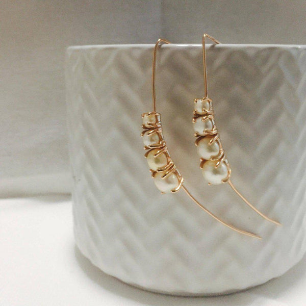 Reagan freshwater pearl rose gold drop earrings