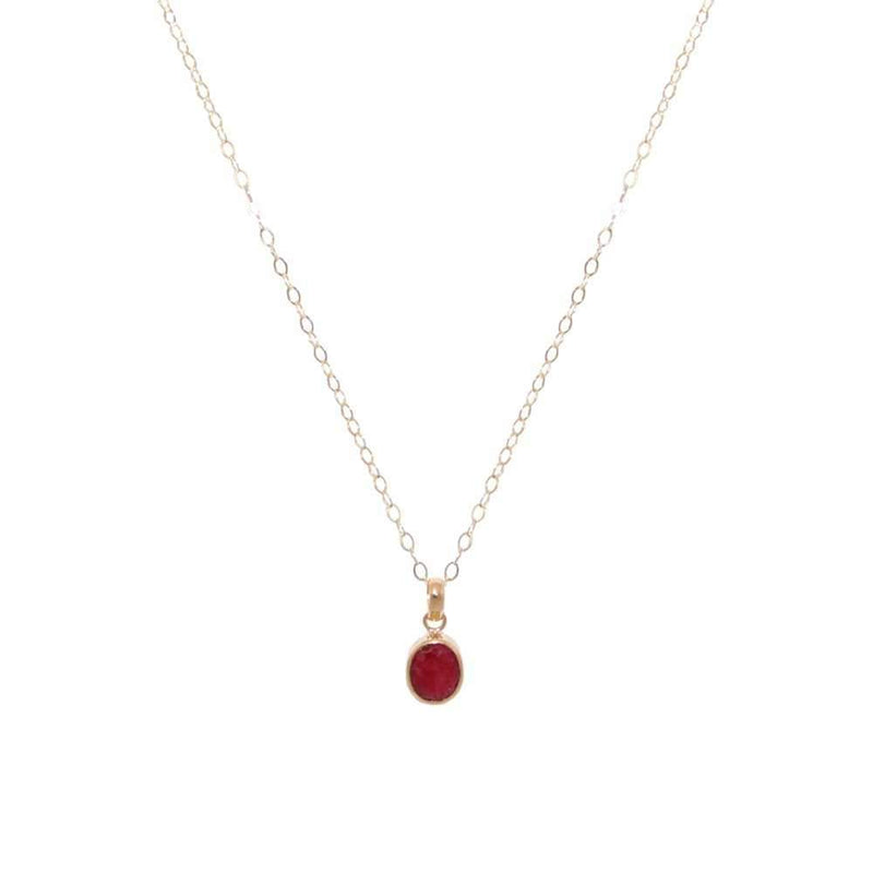 ROUGH RUBY GOLD FILLED MEDIUM PENDANT-Necklaces-MEZI