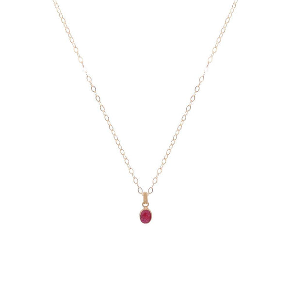 ROUGH RUBY GOLD FILLED SMALL PENDANT-Necklaces-MEZI