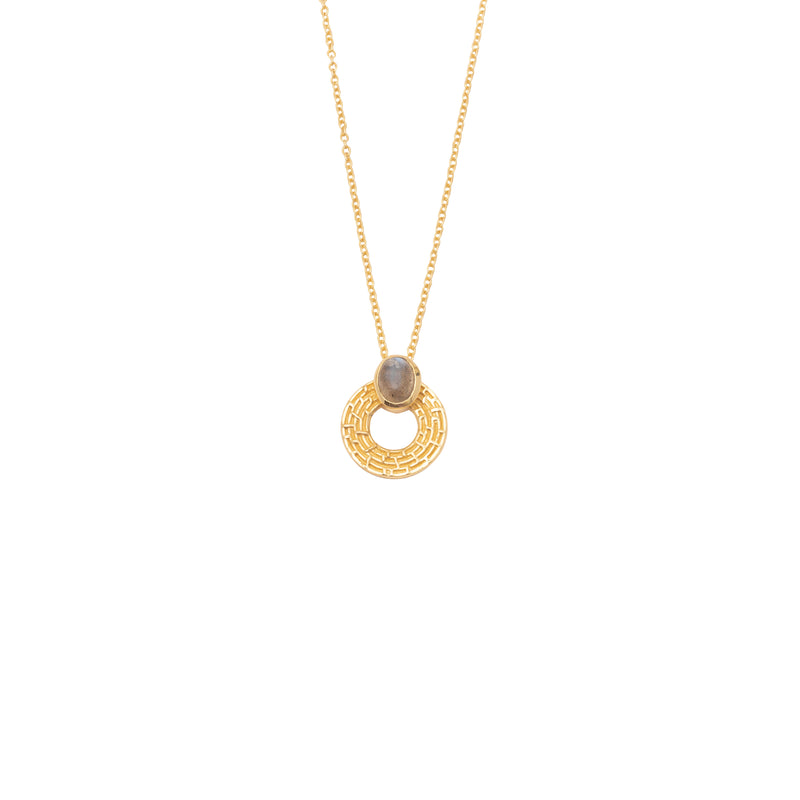 Salina round gold semi precious necklace